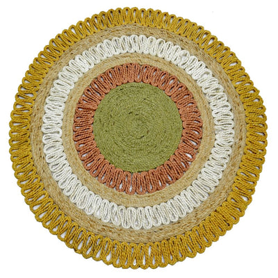  Natural Fibres Cosmos Blue Multi Round Hand Woven Jute Hand Woven Floor Rug - 1