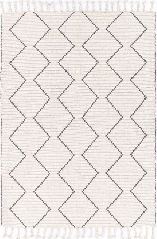 Goa Zig-Zag Wool Blend Cream Rug