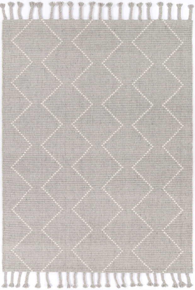 Goa Zig-Zag Wool Blend Grey Rug