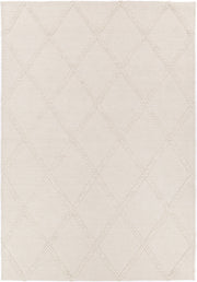 Goa Lattice Wool Blend Cream Rug (No Tassel)