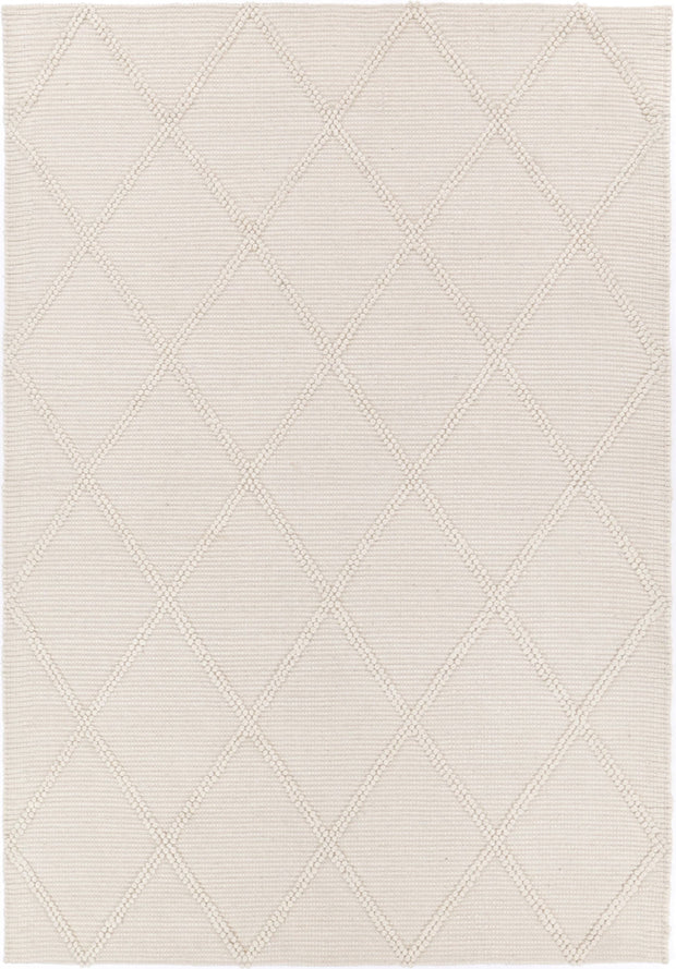 Goa Lattice Wool Blend Cream Rug (No Tassel)