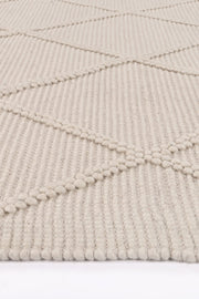 Goa Lattice Wool Blend Cream Rug (No Tassel)