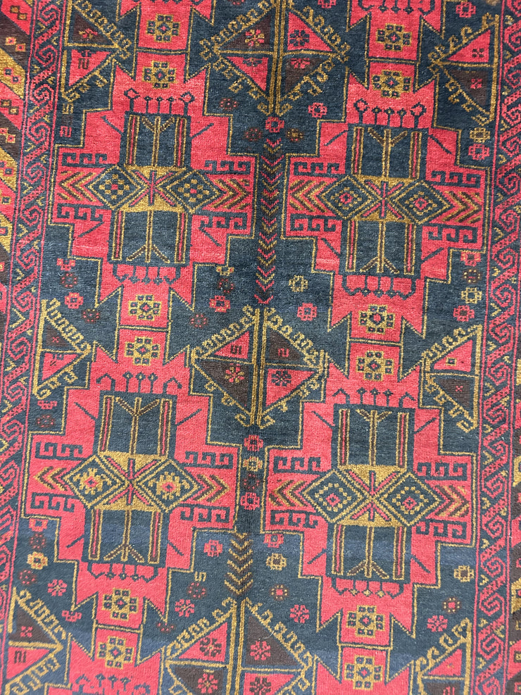 Afghan Baluchi Hand Knotted Wool Rug 113*212