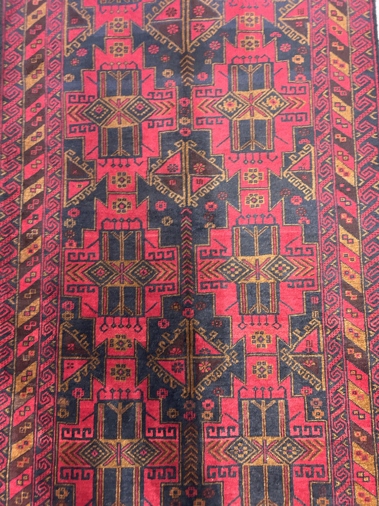 Afghan Baluchi Hand Knotted Wool Rug 113*212