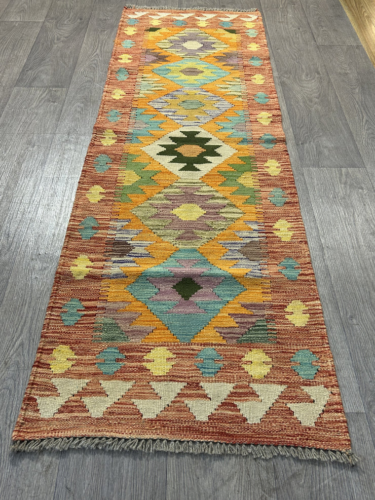 Afghan Chobi Hand Knotted Wool Kilim 202*64