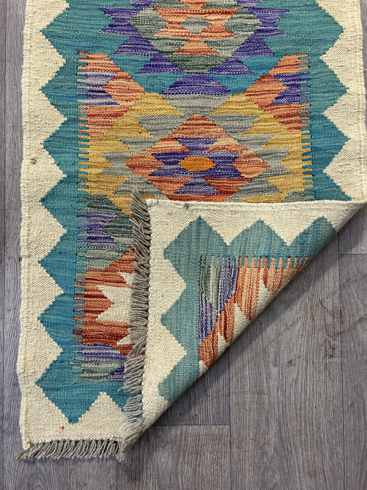 Afghan Chobi Hand Knotted Wool Kilim 198*62