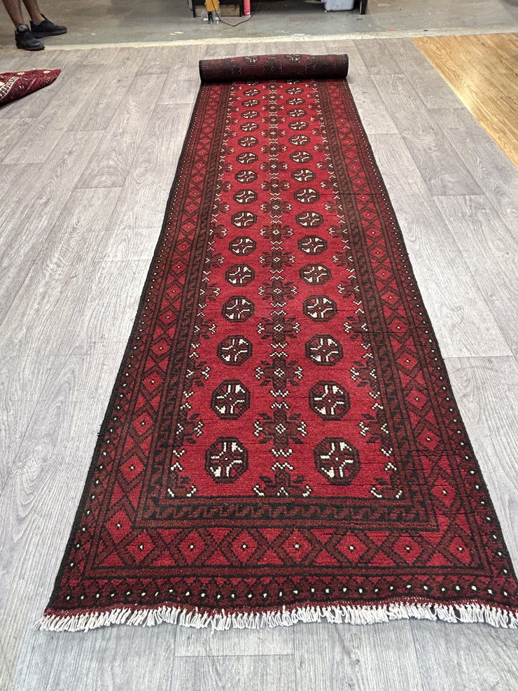 Afghan Tekke Hand Knotted Wool Runner 80*400
