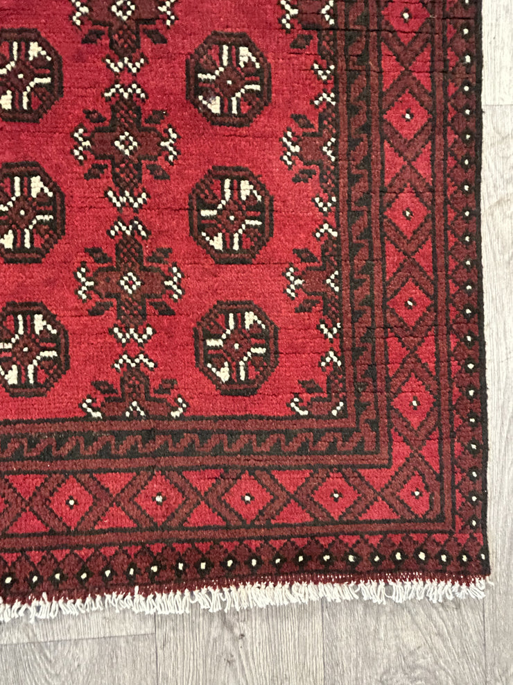 Afghan Tekke Hand Knotted Wool Runner 80*400
