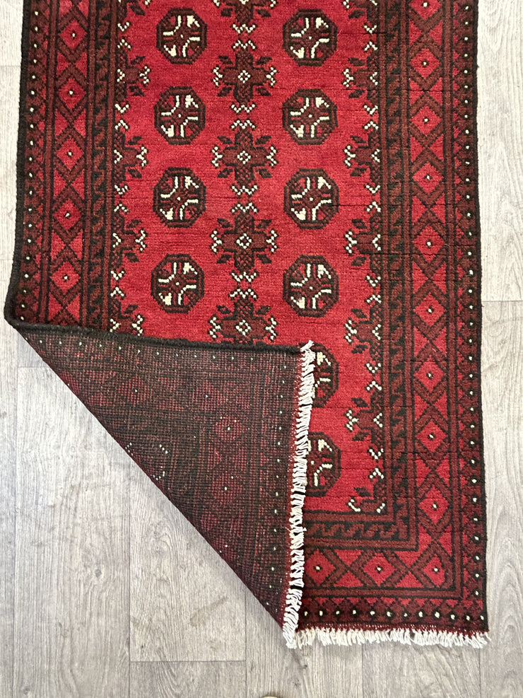 Afghan Tekke Hand Knotted Wool Runner 80*400