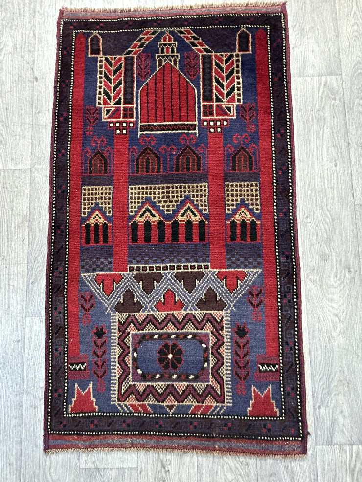 Afghan Baluchi Hand Knotted Wool 90*170