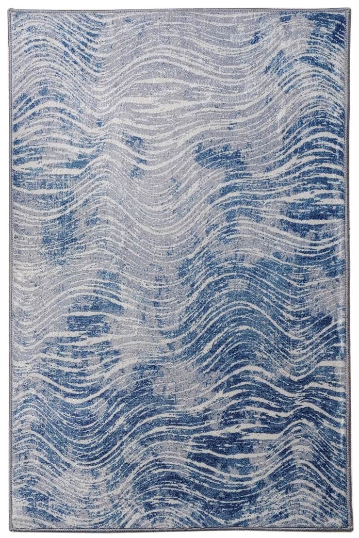 Shikhar Blue Machine Washable Rug