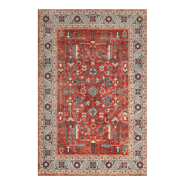 Manila Red Machine Washable Rug