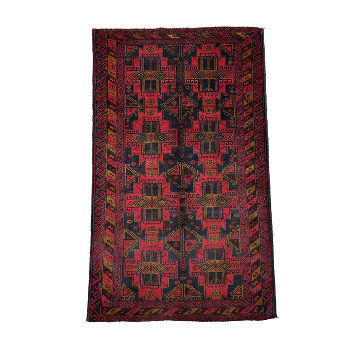 Afghan Baluchi Hand Knotted Wool Rug 113*212