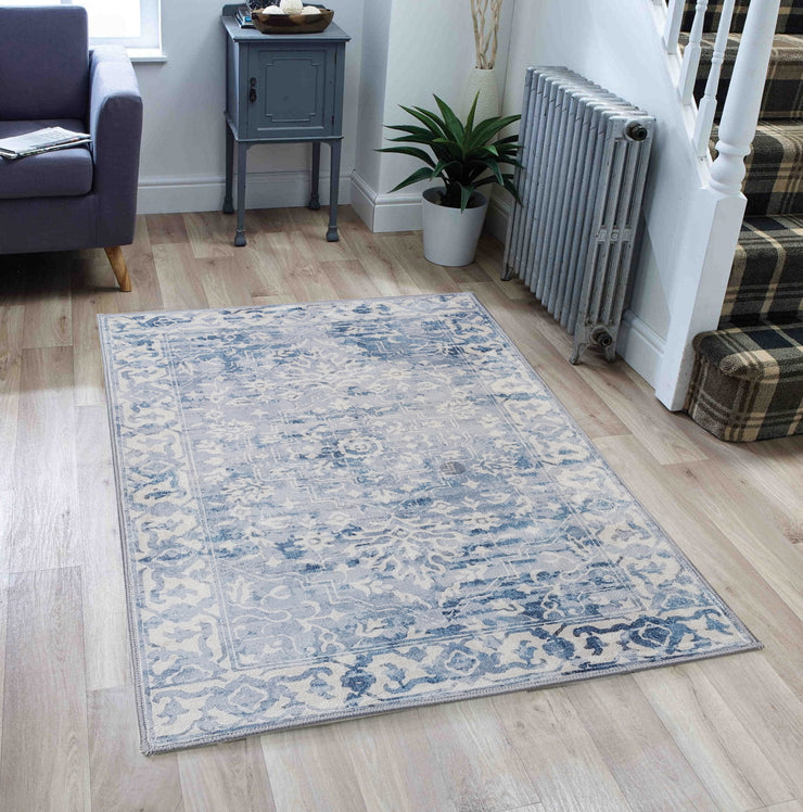 Shay Blue Machine Washable Rug