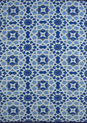  Natural Fibres Kaleidoscope  Blue and White Outdoor Hand Woven Floor Rug  - 6