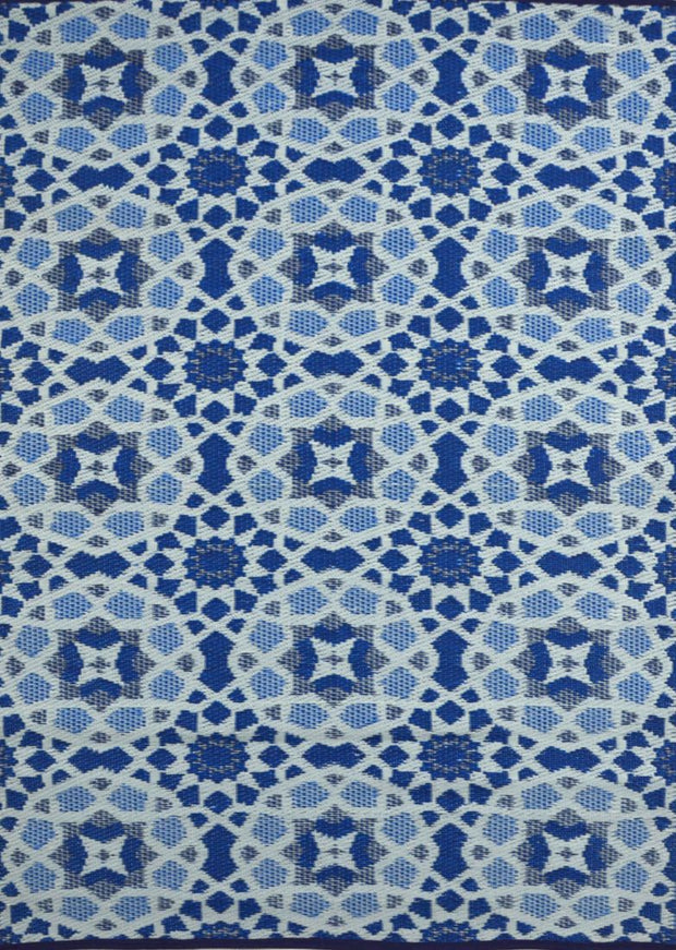  Natural Fibres Kaleidoscope  Blue and White Outdoor Hand Woven Floor Rug  - 6