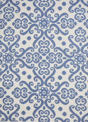  Natural Fibres Scrolls Blue and White Outdoor Hand Woven Floor Rug  - 6