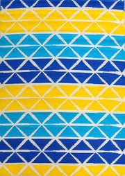 Diamond Lines Blue and Yellow Indoor Outdoor Washable Recycled Plastic Floor Rug