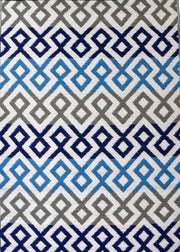  Natural Fibres Angles Blue and Grey Multi Outdoor Hand Woven Floor Rug  - 6