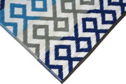  Natural Fibres Angles Blue and Grey Multi Outdoor Hand Woven Floor Rug  - 4