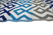  Natural Fibres Angles Blue and Grey Multi Recycled Plastic Indoor Outdoor Hand Woven Floor Rug  - 3