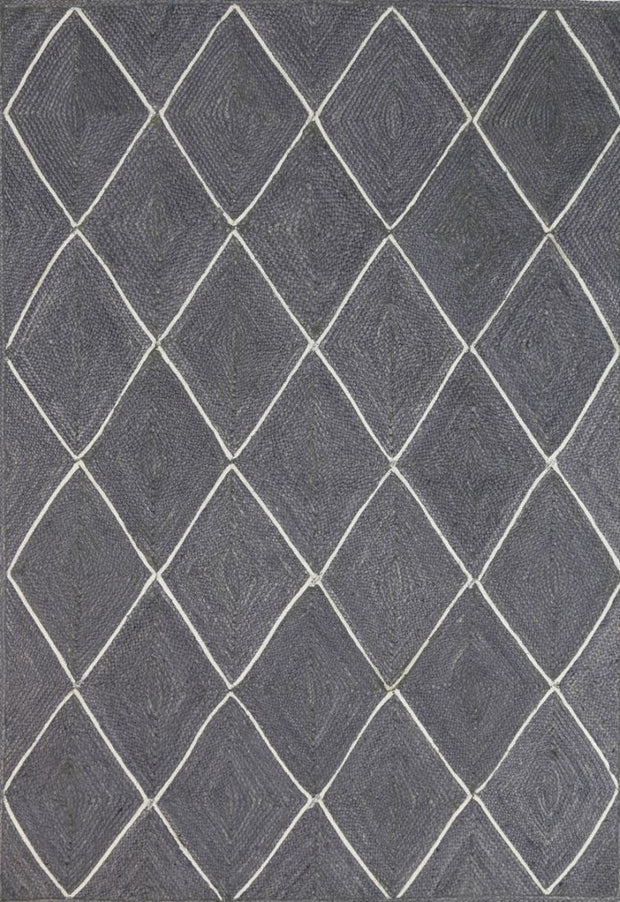  Natural Fibres Artisan Grey Natural Diamond Jute Hand Woven Floor Rug  - 11