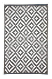  Natural Fibres Aztec Grey and WHITE Recycled Plastic Indoor Outdoor Hand Woven Floor Rug  - 2