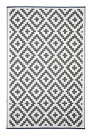  Natural Fibres Aztec Grey and WHITE Recycled Plastic Indoor Outdoor Hand Woven Floor Rug  - 3