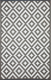  Natural Fibres Aztec Grey and WHITE Recycled Plastic Indoor Outdoor Hand Woven Floor Rug  - 5