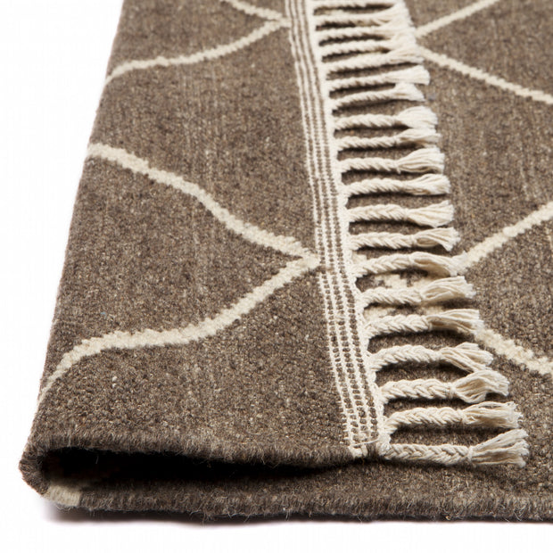  Natural Fibres Berber Pure Wool Pile Kilim Brown  - 3