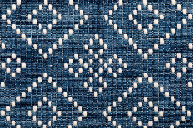  Natural Fibres Bellevue Blue Hand Woven Pure Wool Low Pile Hand Woven Floor Rug Runner  - 2