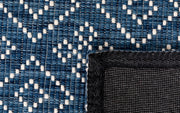  Natural Fibres Bellevue Blue Hand Woven Pure Wool Low Pile Hand Woven Floor Rug Runner  - 3