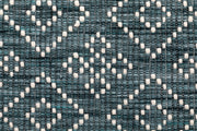 Bellevue Teal Grey Hand Woven Pure Wool Low Pile Floor Rug Runner -  - 2