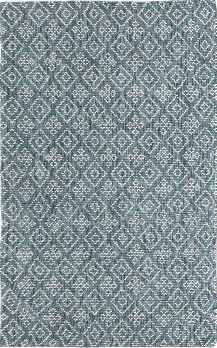 Bellevue Teal Grey Hand Woven Pure Wool Low Pile Floor rug -  - 2