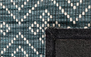 Bellevue Teal Grey Hand Woven Pure Wool Low Pile Floor rug -  - 5