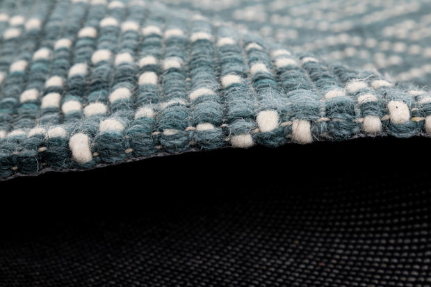 Bellevue Teal Grey Hand Woven Pure Wool Low Pile Floor rug -  - 4