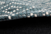 Bellevue Teal Grey Hand Woven Pure Wool Low Pile Floor Rug Runner -  - 4