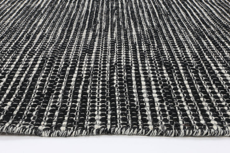  Natural Fibres Scandi Black White Reversible Wool Hand Woven Floor Rug  - 5