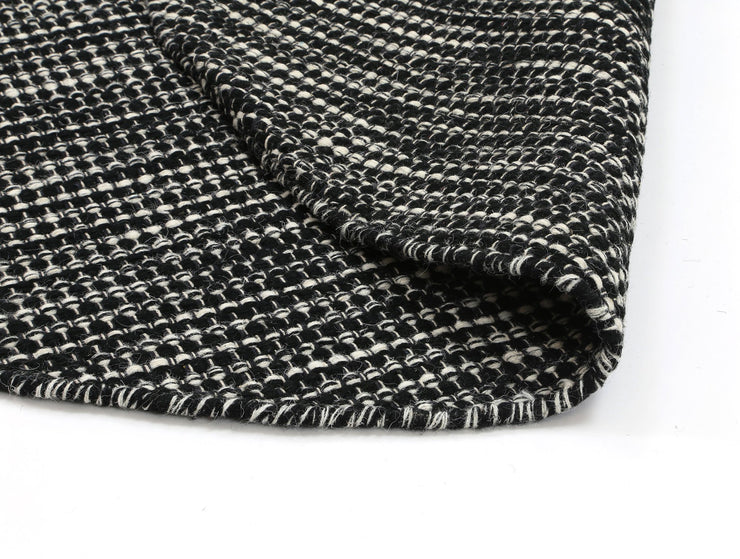  Natural Fibres Scandi Black White Reversible Wool Round Hand Woven Floor Rug  - 5