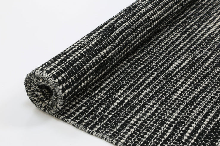  Natural Fibres Scandi Black White Reversible Wool Hand Woven Floor Rug  - 7