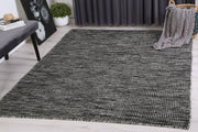  Natural Fibres Scandi Black White Reversible Wool Hand Woven Floor Rug  - 8