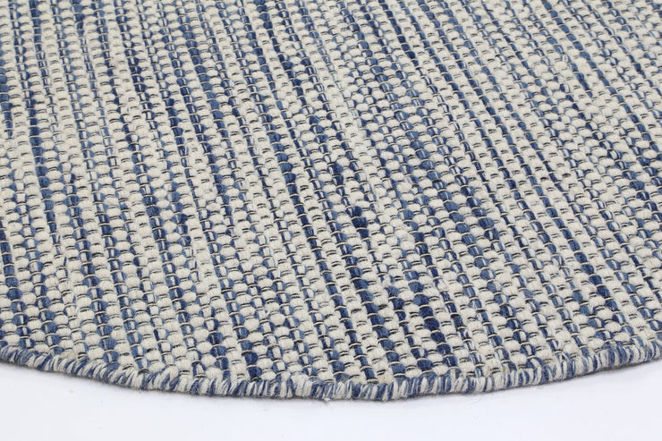  Natural Fibres Scandi Blue Reversible Wool Round Hand Woven Floor Rug  - 4