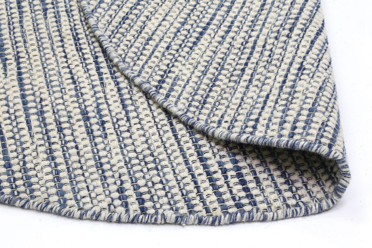  Natural Fibres Scandi Blue Reversible Wool Round Hand Woven Floor Rug  - 5
