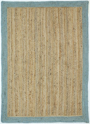  Natural Fibres Hampton Blue Border Jute Hand Woven Floor Rug  - 4