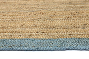  Natural Fibres Hampton Blue Border Jute Hand Woven Floor Rug  - 5