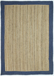  Natural Fibres Hampton Navy Blue Border Jute Hand Woven Floor Rug  - 3