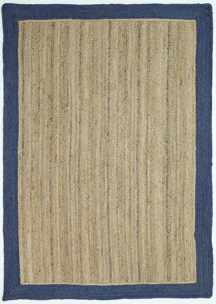  Natural Fibres Hampton Navy Blue Border Jute Hand Woven Floor Rug  - 3