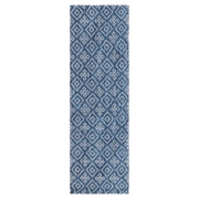  Natural Fibres Belle Blue Hand Woven Pure Wool Low Pile Hand Woven Floor Rug Runner  - 1