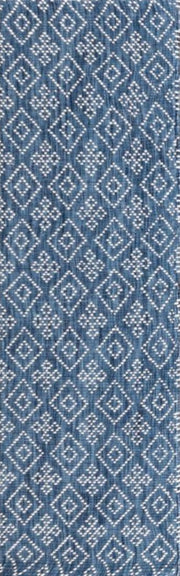  Natural Fibres Bellevue Blue Hand Woven Pure Wool Low Pile Hand Woven Floor Rug Runner  - 5