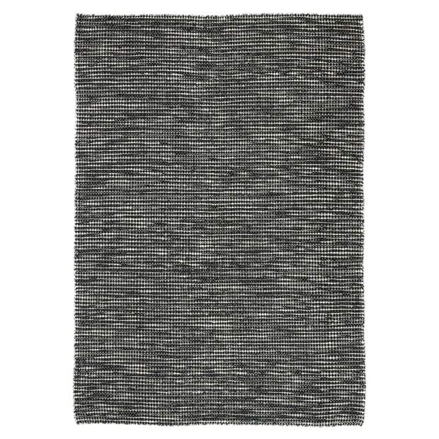  Natural Fibres Scandi Nord Black Flat Weave Hand Woven Wool Pile Hand Woven Floor Rug - 1